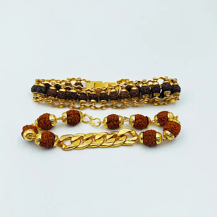 Pack Of 2  Rudraksha Chain Bracelet Combo For Men and Women