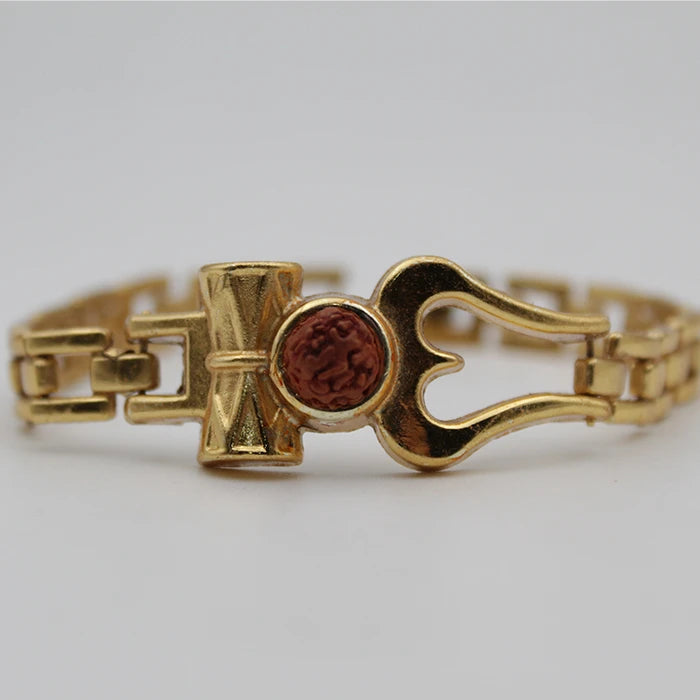 Best Gold Plated OM Damru Trishul Rudraksha hand Bracelet