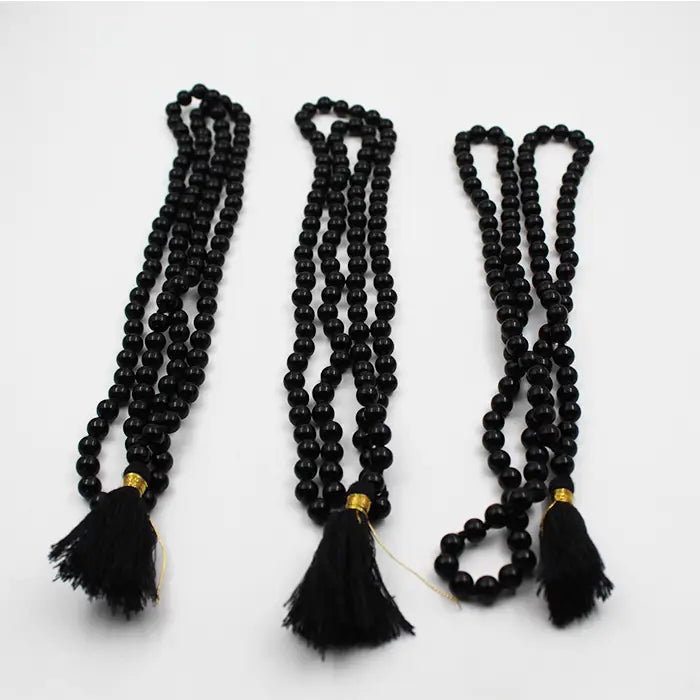 Pack Of 3 Combo Sulemani Black Hakik (Hakeek) 108 8mm Beads Mala Original certified for Jaap