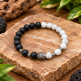 Black and White  Chakra Yoga Stretchable Bracelet