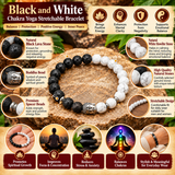 Black and White  Chakra Yoga Stretchable Bracelet