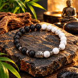 Black and White  Chakra Yoga Stretchable Bracelet