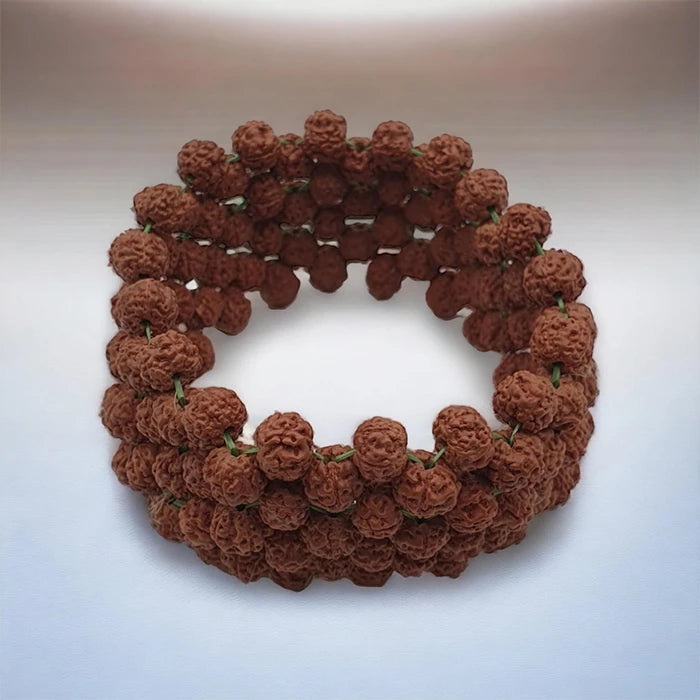 Brown Multiline Rudraksha Stretchable Bracelet