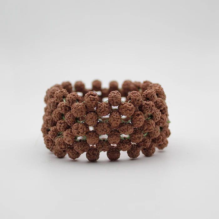 Brown Multiline Rudraksha Stretchable Bracelet