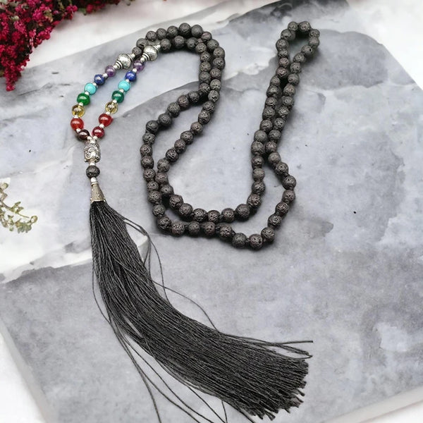 Buddha Black Stone Beads Mala