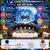 Cancer Rashi Bracelet with Black & White Rudraksha Beads l कर्क राशि (Free Size)