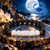 Cancer Rashi Bracelet with Black & White Rudraksha Beads l कर्क राशि (Free Size)