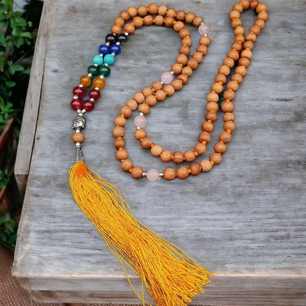 Gautam Buddha Chandan Stone Beads Mala