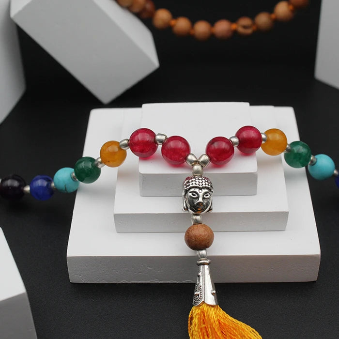 Gautam Buddha Chandan Stone Beads Mala