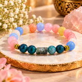 Gemini Rashi Bracelet, Pink and Blue Beads