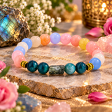 Gemini Rashi Bracelet, Pink and Blue Beads