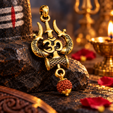 Mahakal Trishul Locket with Rudraksha Mala