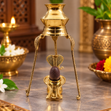 Gold Plated Narmadeshwar Shivling With Small Size Golden Jaleri Combo