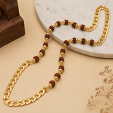Gold Plated Rudraksha Chain Mala – Original Natural Rudraksha Necklace for Men & Women