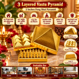 3 Layered Vastu Pyramid | 2 Inches Feng Shui Pyramid | Metal Pyramid 3 Layered Suitable for Table in Home & Office
