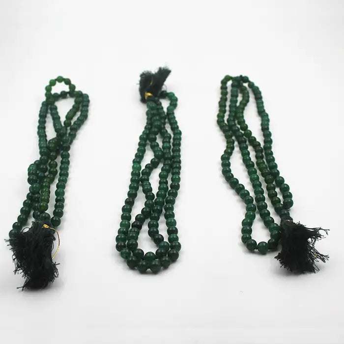 Pack Of 3 Combo Set Original Green Hakik (Hakeek) Mala Certified Jaap Mala 108 Beads for Men and Women