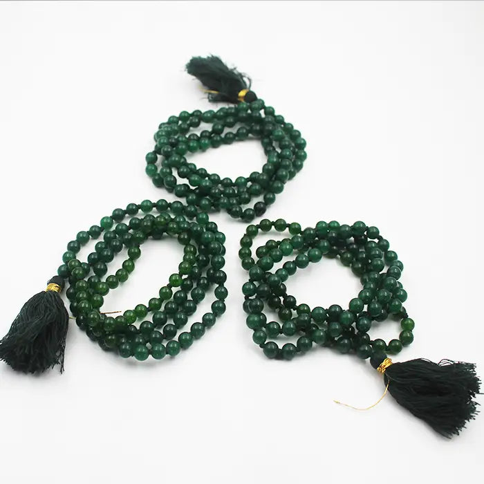 Pack Of 3 Combo Set Original Green Hakik (Hakeek) Mala Certified Jaap Mala 108 Beads for Men and Women