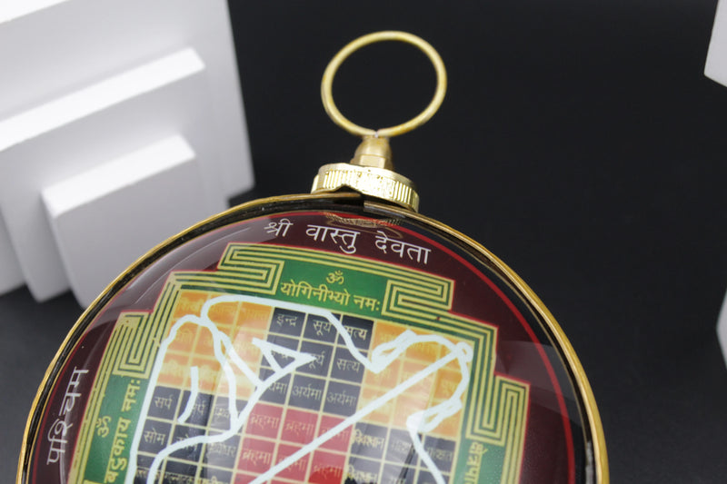 Shree Vastu Devta Yantra Original l Shri Yantra Wall Hanging Brass Photo Frame Big Size l Circular Sampoorna Vastu Devta Nivaran Yantra For Home, Workplace