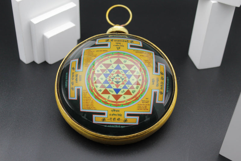 Shree Yantra Wall Hanging Brass Big Size l Sphatik Shree Yantra Wall Mounted l Sampoorna Shri Yantra For Health Wealth l Circular Shree Yantra Original Frame