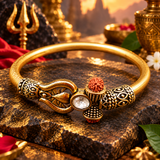 Mahadev Trishul Dmaru Golden Bracelet Kada