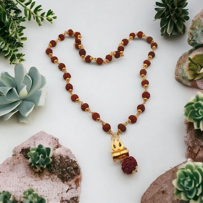 Mahakal Tabiz Damru Trishul Locket With Rudraksha Mala