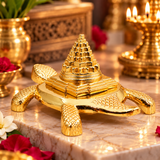 Meru Kachua (Turtle) Gold Plated For Good Luck & Evil Eye Protection | Metal Yantra Gold Plated