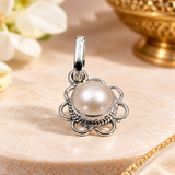 Moti Stylish Single Stone Silver Coated Locket