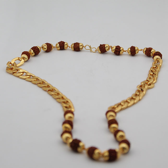 Gold Plated Rudraksha Chain Mala – Dharmsaar
