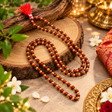 Natural Golden Small Beads Wooden Tulsi Mala with Red Sandal Beads (Small)