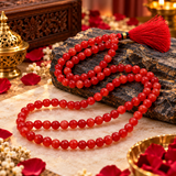 Natural Red Sulemani Hakik Round Stone 108 Beads 8mm Japa Mala