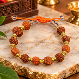 Natural Rudraksha Golden Cap Beads Bracelet
