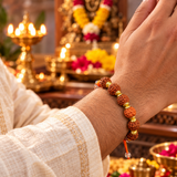 Natural Rudraksha Golden Cap Beads Bracelet