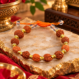 Natural Rudraksha Golden Cap Beads Bracelet