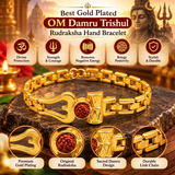 Best Gold Plated OM Damru Trishul Rudraksha hand Bracelet