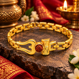 Best Gold Plated OM Damru Trishul Rudraksha hand Bracelet