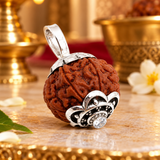 Original 10 Mukhi Rudraksha Bead Silver locket