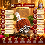Original 10 Mukhi Rudraksha Bead Silver locket