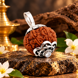 Original 10 Mukhi Rudraksha Bead Silver locket