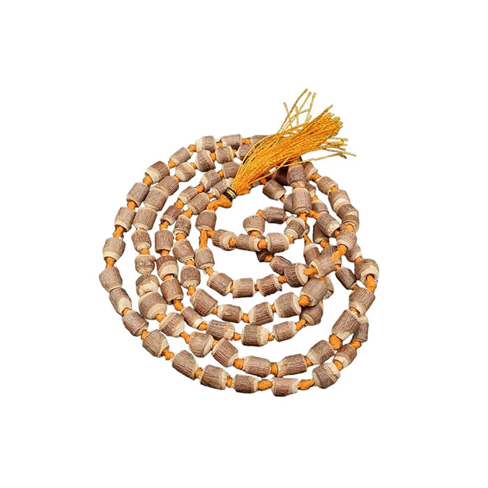 Original Big Size Yellow Thread Wooden Brown 108 Beads Tulsi Mala