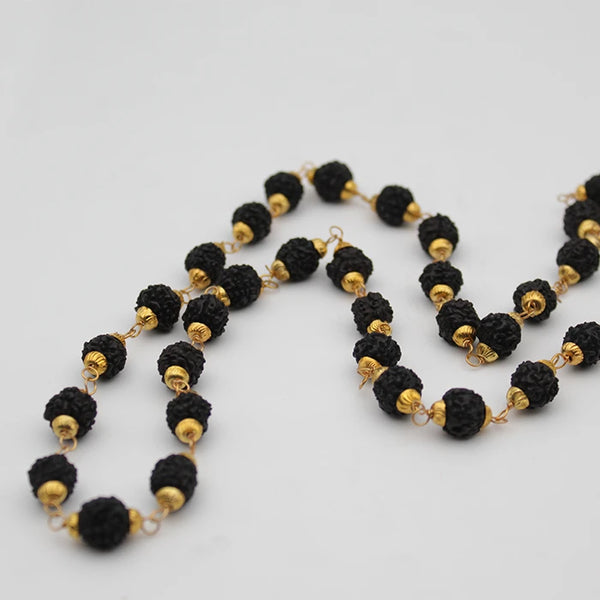 Original Black Rudraksha Mala 36 Beads With Golden Cap