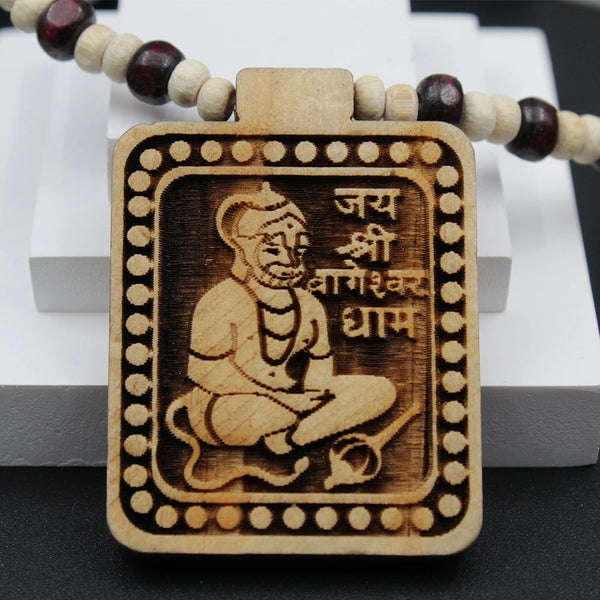 Original Jai Shree Bhageshwar Dham Red White Cylindrical Round Tulsi Mala Locket