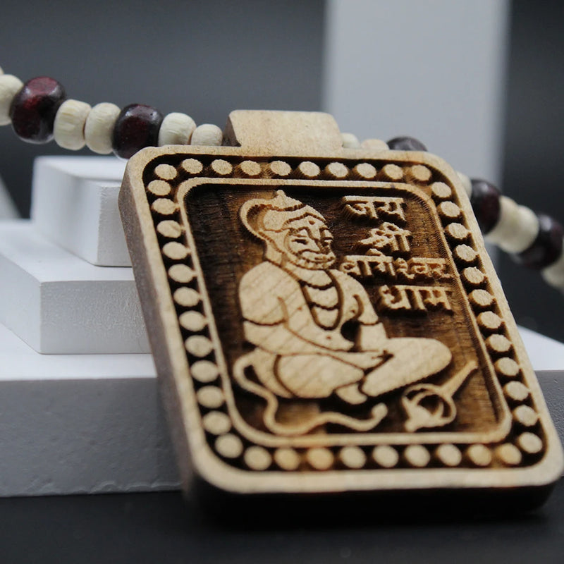Original Jai Shree Bhageshwar Dham Red White Cylindrical Round Tulsi Mala Locket