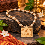 Original Long Size Jai Shree Ram Locket With Black White Round Beads Tulsi Mala