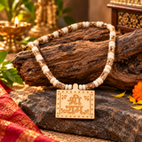 Original Long Size Jai Shree Ram Locket With Black White Round Beads Tulsi Mala