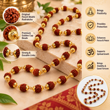 Original Panch Mukhi Rudraksha Mala with Golden Cap Beads