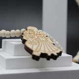 Original Radha Krishna Locket Big Size White Brown Bead Tulsi Mala