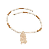 Original Radha Krishna Locket Big Size White Brown Bead Tulsi Mala