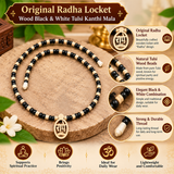 Original Radha Small Size Locket With Wood Black And White Color Tulsi Kanthi Mala