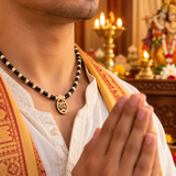 Original Radha Small Size Locket With Wood Black And White Color Tulsi Kanthi Mala