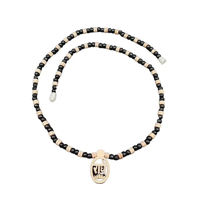 Original Radha Small Size Locket With Wood Black And White Color Tulsi Kanthi Mala